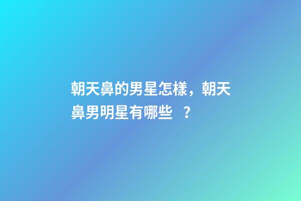 朝天鼻的男星怎樣，朝天鼻男明星有哪些？